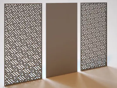 Partition three wooden panels 3D model