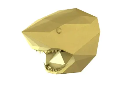 Lowpoly shark gold triangular head 3D model