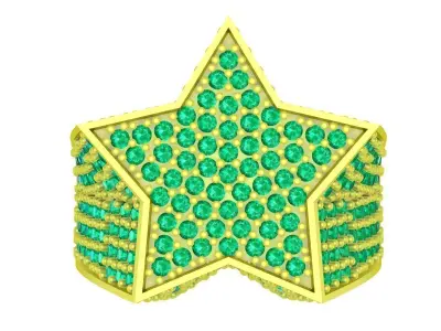 Luxury Pave Diamond Star Ring 3D Model 4059  3D print model