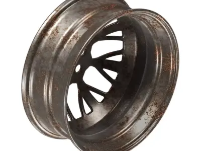 Rusty Steel Truck Rim 3D model