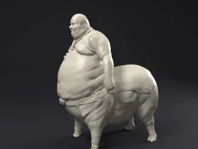 Pig man statue printable 3D print model