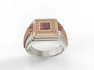 SQUARE STONE RING Free 3D print model