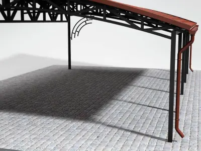Carport metal structure with roof 3D model