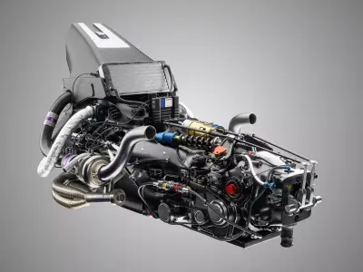Twin Turbo Hybrid V8 LMH LMDh Engine - Over Engine Exhaust 3D model