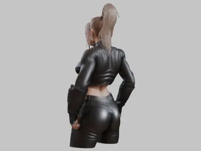 Beautiful girl Huge Muscular Low-poly 3D model