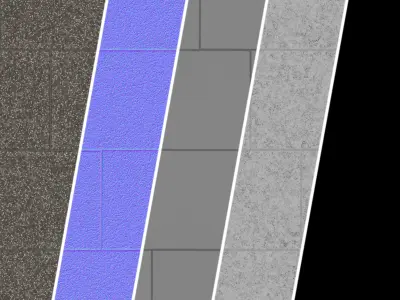 Pavement Materials 106- Concrete Paving - Sbsar Pbr 4k Seamless Texture