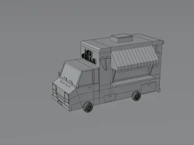Ice Cream Van Low-poly  3D model