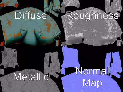 Vintage Turquoise Armchair model pack Low-poly 3D model