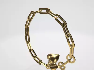 Puffy Heart Bracelet Low-poly 3D model