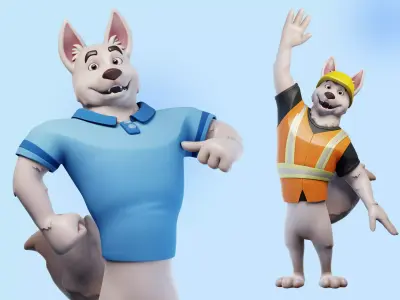 Cartoon Mascot Dog Rigged 3D model 3D model