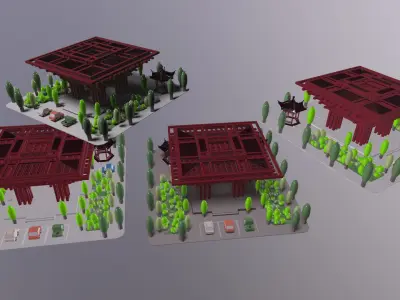 China Pavilion Cartoon Model 3D model