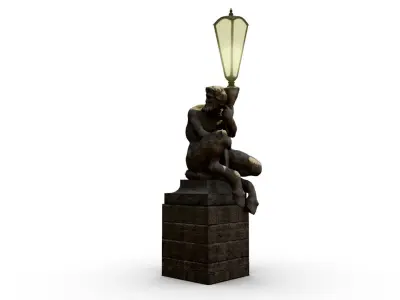 Faun with a Lamp Statue Free low-poly 3D model