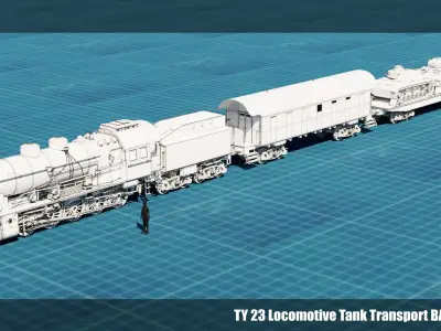 TY-23 Train Tank Transporter Base Mesh Model Low-poly 3D model