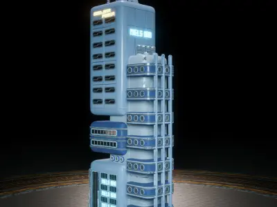 SCIFI ATOMPUNK BUILDING 09 Low-poly 3D model