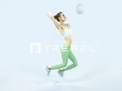 Beauty 17K Jumping Smashing Sports Volleyball Woman Low-poly 3D model