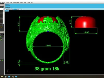 Luxury Vintage Engraved Oval Gemstone Ring for Men 3774 3D print model