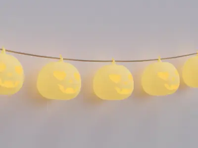 Halloween pumpkin garland Low-poly 3D model