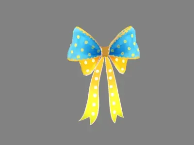 cartoon blue bow tie Low-poly 3D model