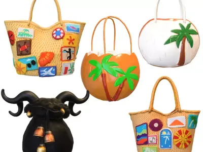 Pack 10 bags Low-poly 3D model