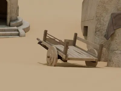Medieval Wooden Cart 3D model