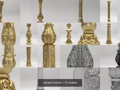 Carved Column  3D Model Collection
