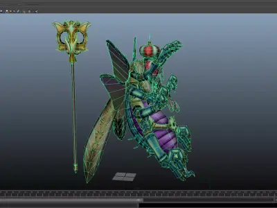 Japannese Mushi yokai Low-poly 3D model