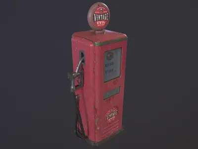 Retro Gas Station Low-poly 3D model
