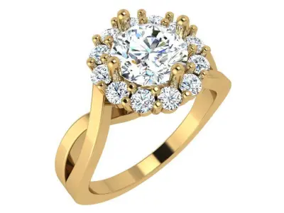 Round Halo Twisted Ring 4695 3D print model