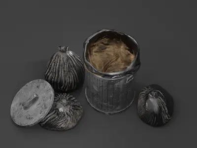 Street road debris and decorations moodular asset pack Low-poly 3D model