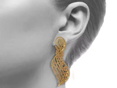  Leaf Diamond Earring  3D print model