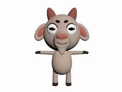 Cartoon Goat Character Low-poly 3D model