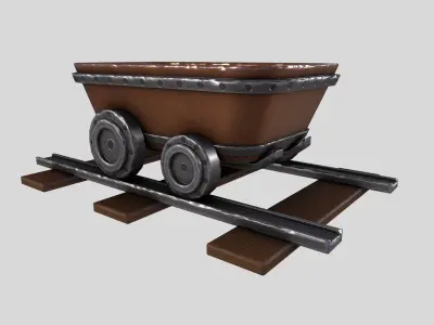 Stylized MineCart Free low-poly 3D model