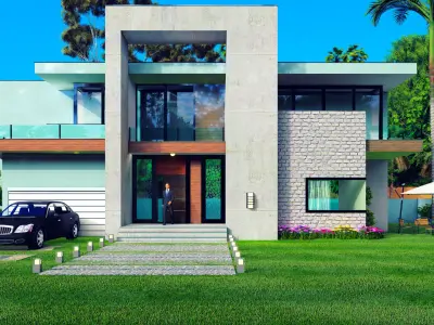 Villa Building Low-poly 3D model