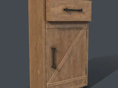 Wood cabinet 03 Low-poly 3D model
