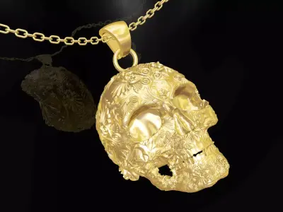 Skull tattoo Gold Pendant Jewelry 3D print model