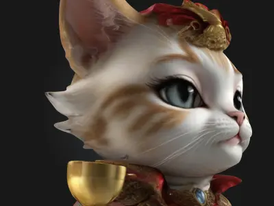 A Chibi Style Female Cat Aristocrat 3D Model Features Low-poly 3D model