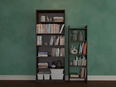 Books on shelf Low-poly 3D model