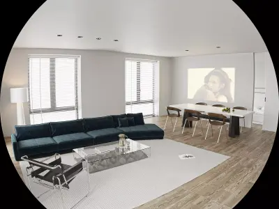 Modern living room dining room interior scenes 526 3D model