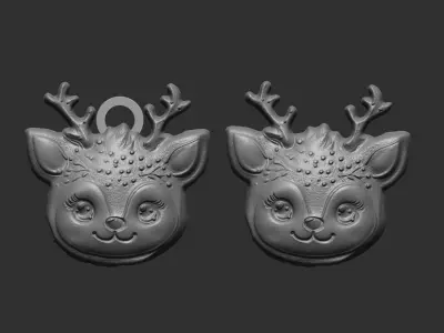 christmas cute deer face decor  3D print model