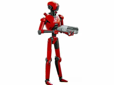 BATTLE DROID X-5000 Rigged for Unreal Engine - Unity - MIXAMO  3D model