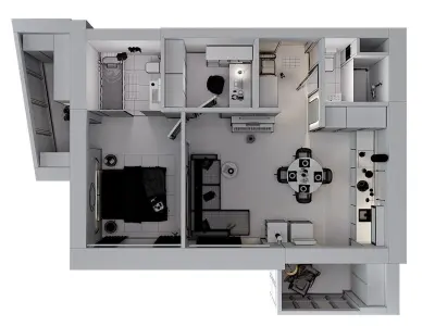  apartment layout 3D model
