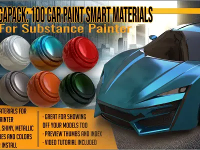 Megapack 100 Car Paint smart materials for Substance Painter Texture