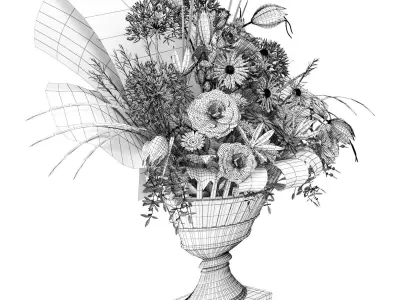 Bouquet in a vase 3D model