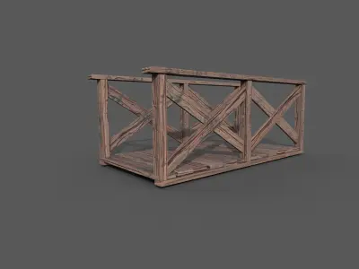 Old Wood Bridge Low-poly 3D model