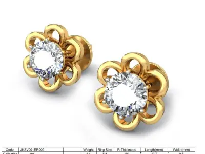 Solitaire Women Stud Earring 3D print model