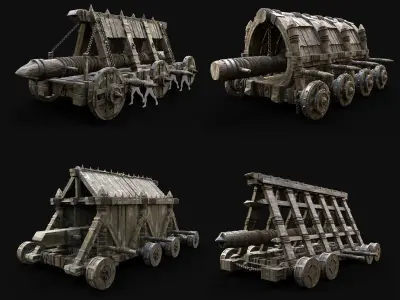 BATTERING RAM WAR MACHINE MEDIEVAL SIEGE ENGINE PACK COLLECTION