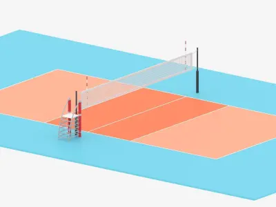 Cartoon Volleyball Court 3D model