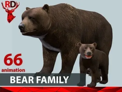 Bear Family 1 Low-poly 3D model