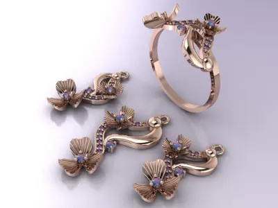 clover flower set  3D Model Pack