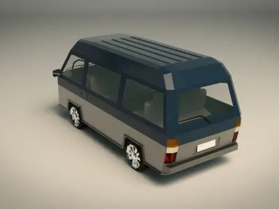 Low Poly Minivan 02 Low-poly 3D model